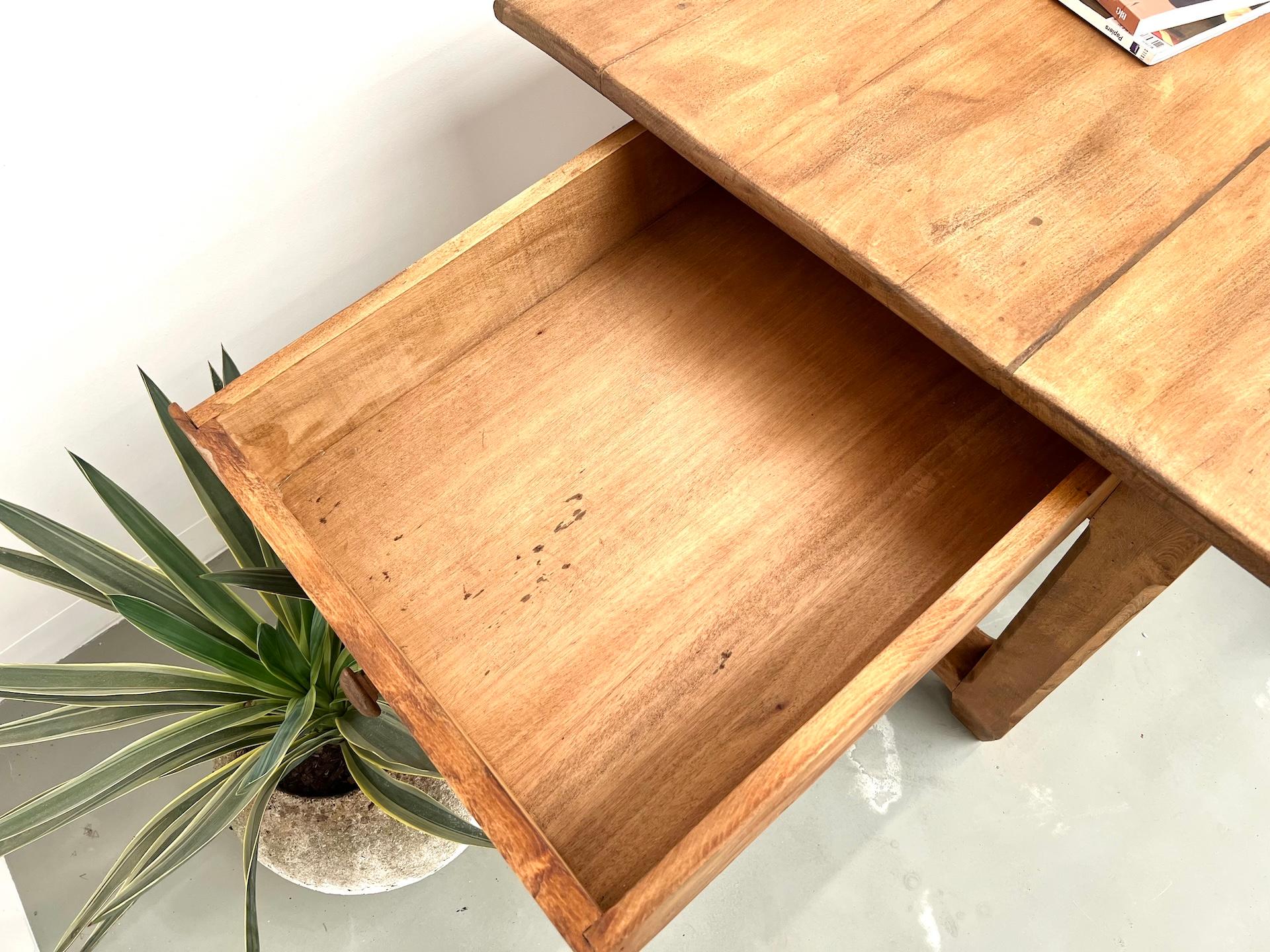 Large farmhouse table in solid beech – 1950s – 2 drawers For Sale 6