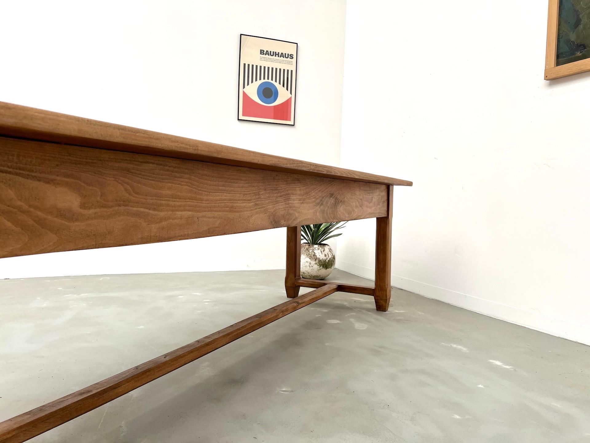 Large farmhouse table in solid beech – 1950s – 2 drawers For Sale 11