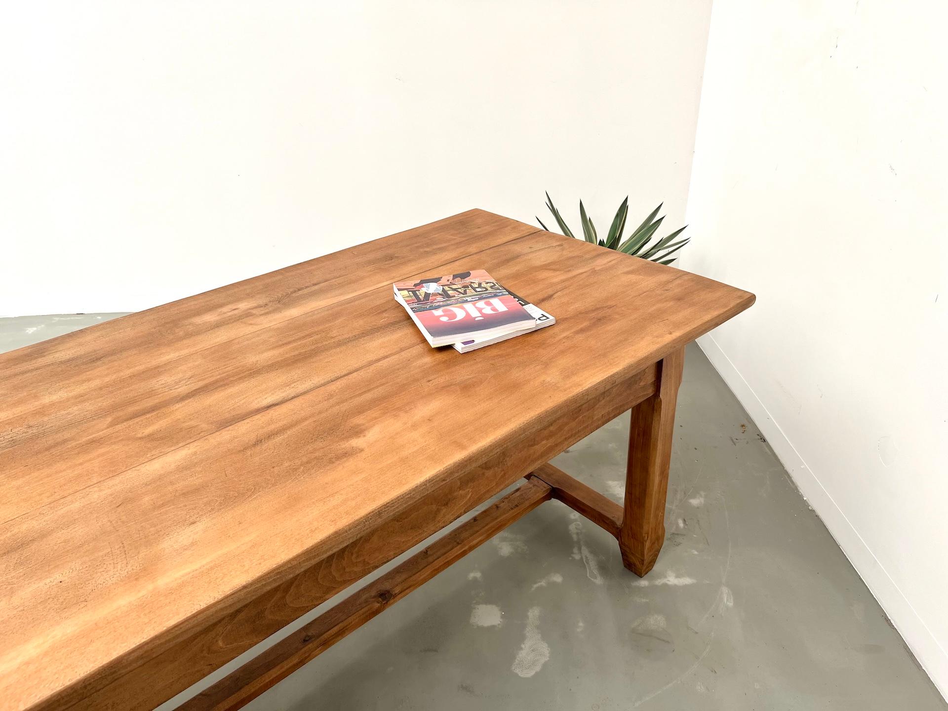 Large farmhouse table in solid beech – 1950s – 2 drawers For Sale 12
