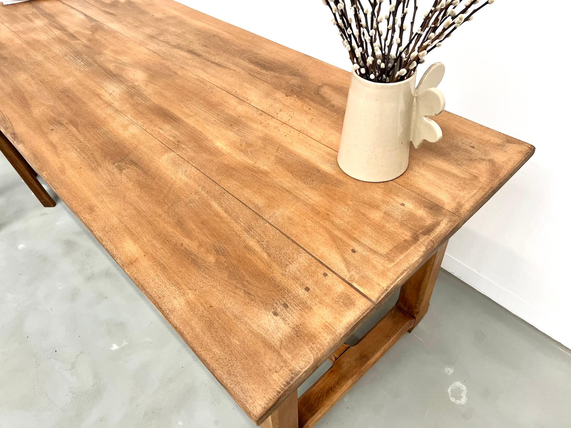 Large farmhouse table in solid beech – 1950s – 2 drawers For Sale 2