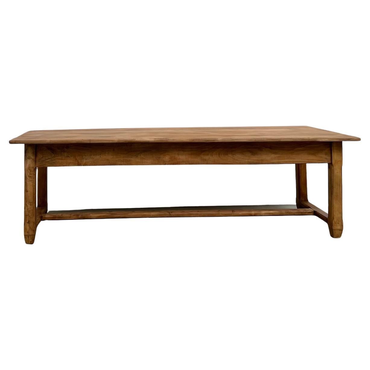 Large farmhouse table in solid beech – 1950s – 2 drawers For Sale