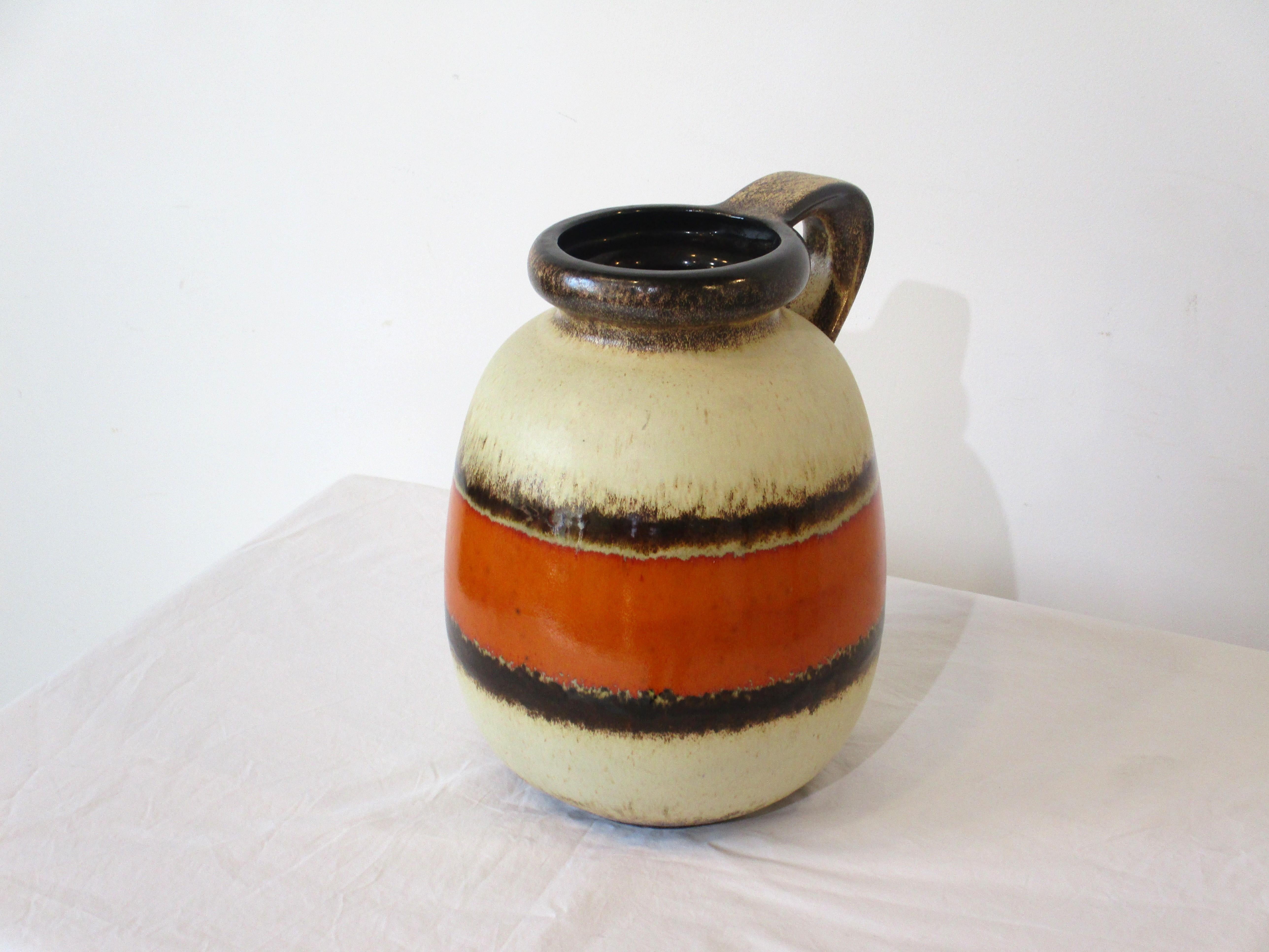 Mid-Century Modern Large Fat Lava Ceramic Pottery Jug Vase by Scheurich Germany For Sale