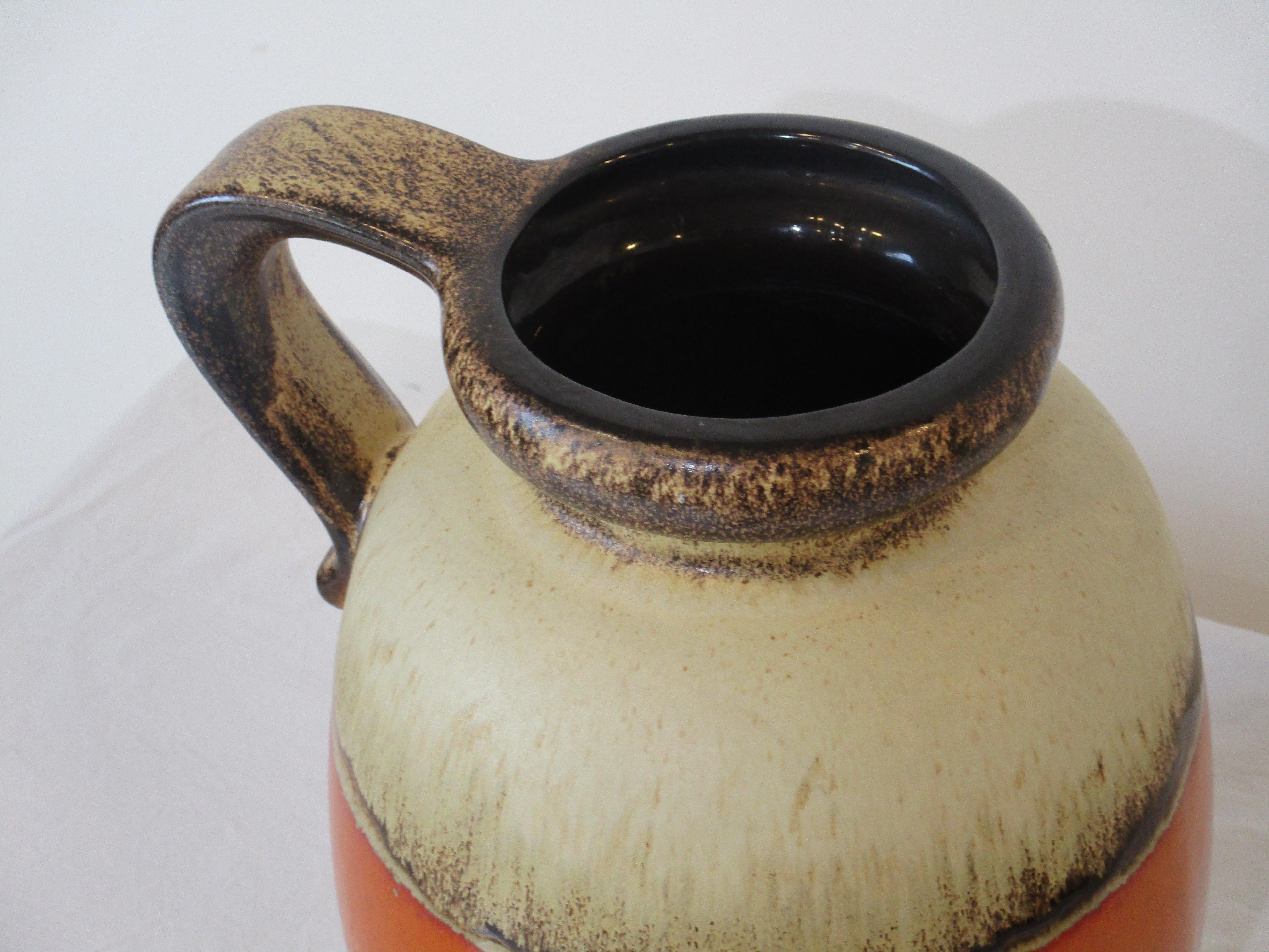 Large Fat Lava Ceramic Pottery Jug Vase by Scheurich Germany In Good Condition For Sale In Cincinnati, OH