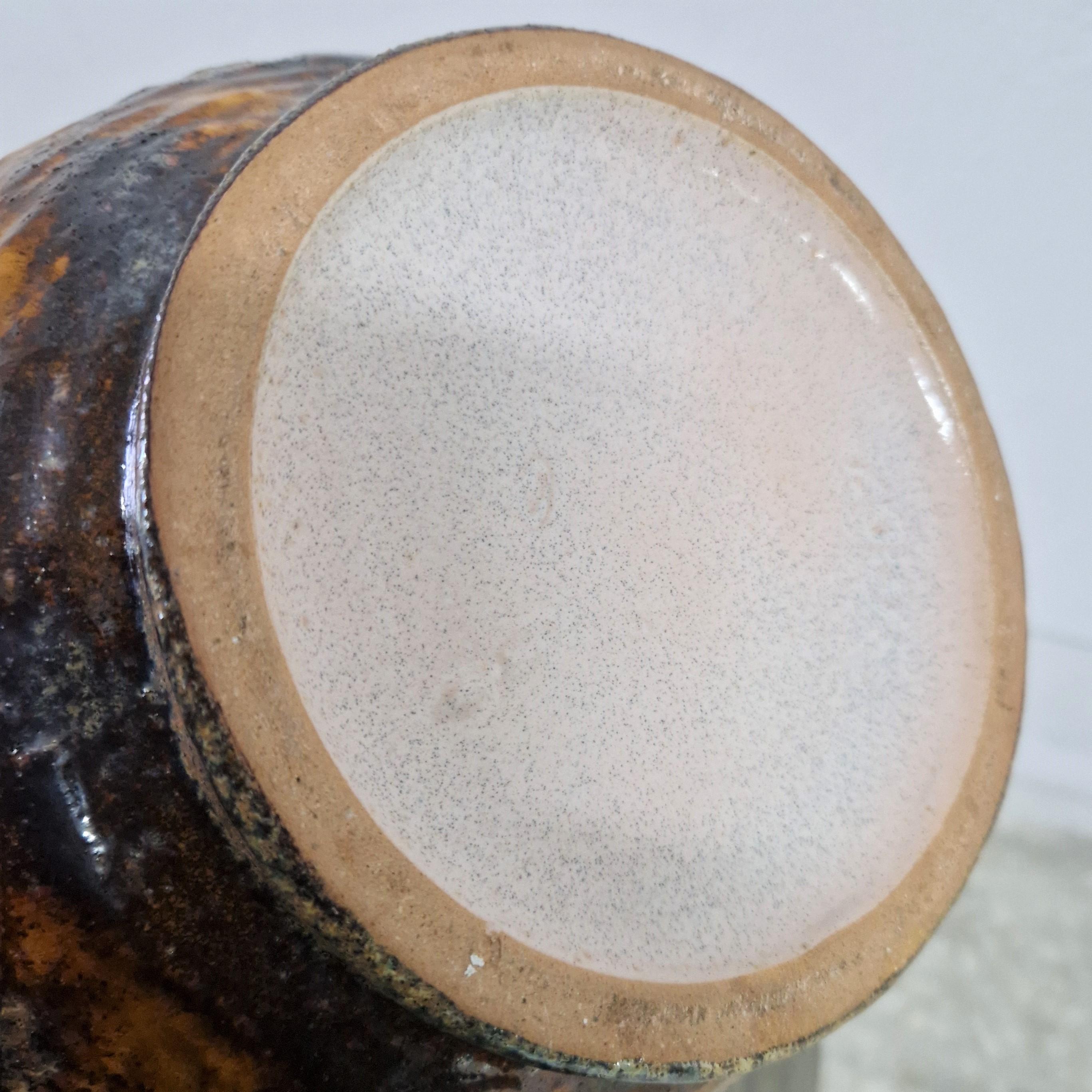 Céramique Grand vase en céramique lave grasse à quatre ouvertures, 1970 - 1975 en vente