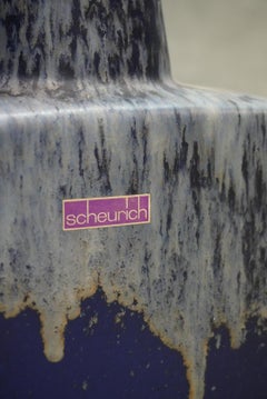 Large Fat Lava Cobalt Blue Floor Vase from Scheurich, West Germany, 1970s
