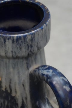 Large Fat Lava Cobalt Blue Floor Vase from Scheurich, West Germany, 1970s