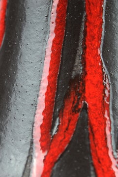 Large fat Lava Glazed Pitcher chocolate & red by Scheurich Germany 1970