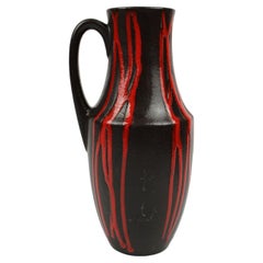 Large fat Lava Glazed Pitcher chocolate & red by Scheurich Germany 1970