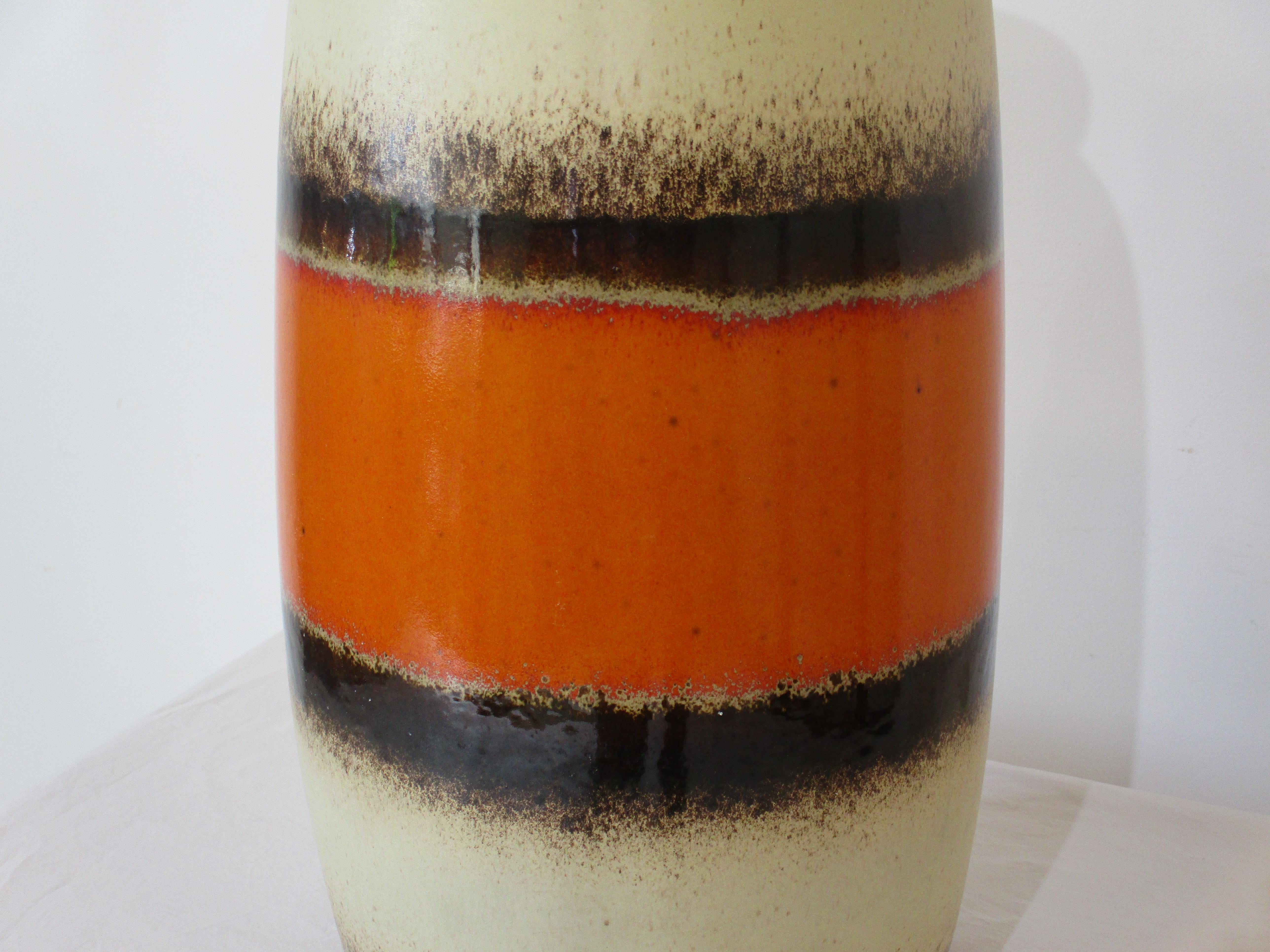 Mid-Century Modern Grand vase en poterie de lave grasse de Scheurich, Allemagne 