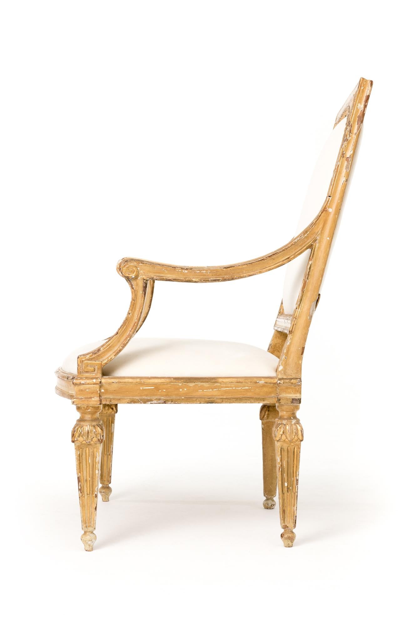 Large fauteuil Louis XVI (1774-1791) Carved and gilded wood. Upholstered in velvet. 18th Century, France.