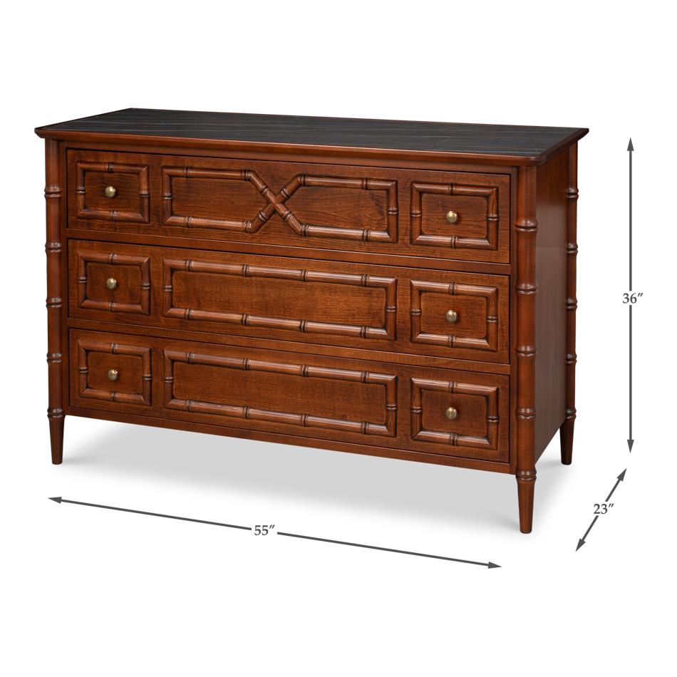 Large Faux Bamboo 3-Drawer Chest For Sale 4