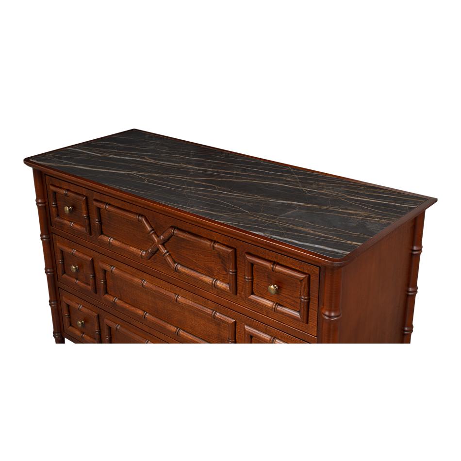 Italian Large Faux Bamboo 3-Drawer Chest For Sale