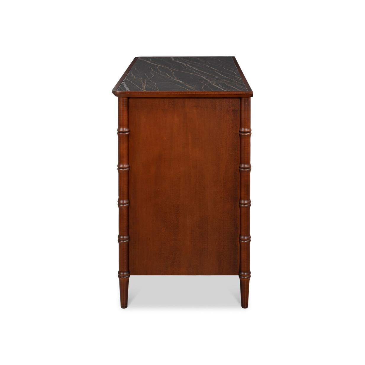 Porcelain Large Faux Bamboo 3-Drawer Chest For Sale