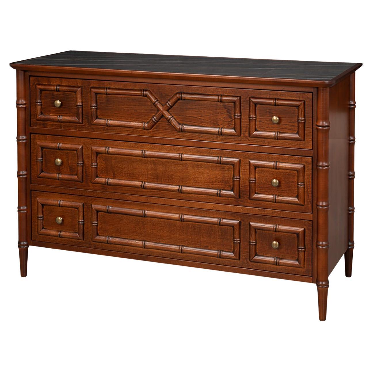 Large Faux Bamboo 3-Drawer Chest