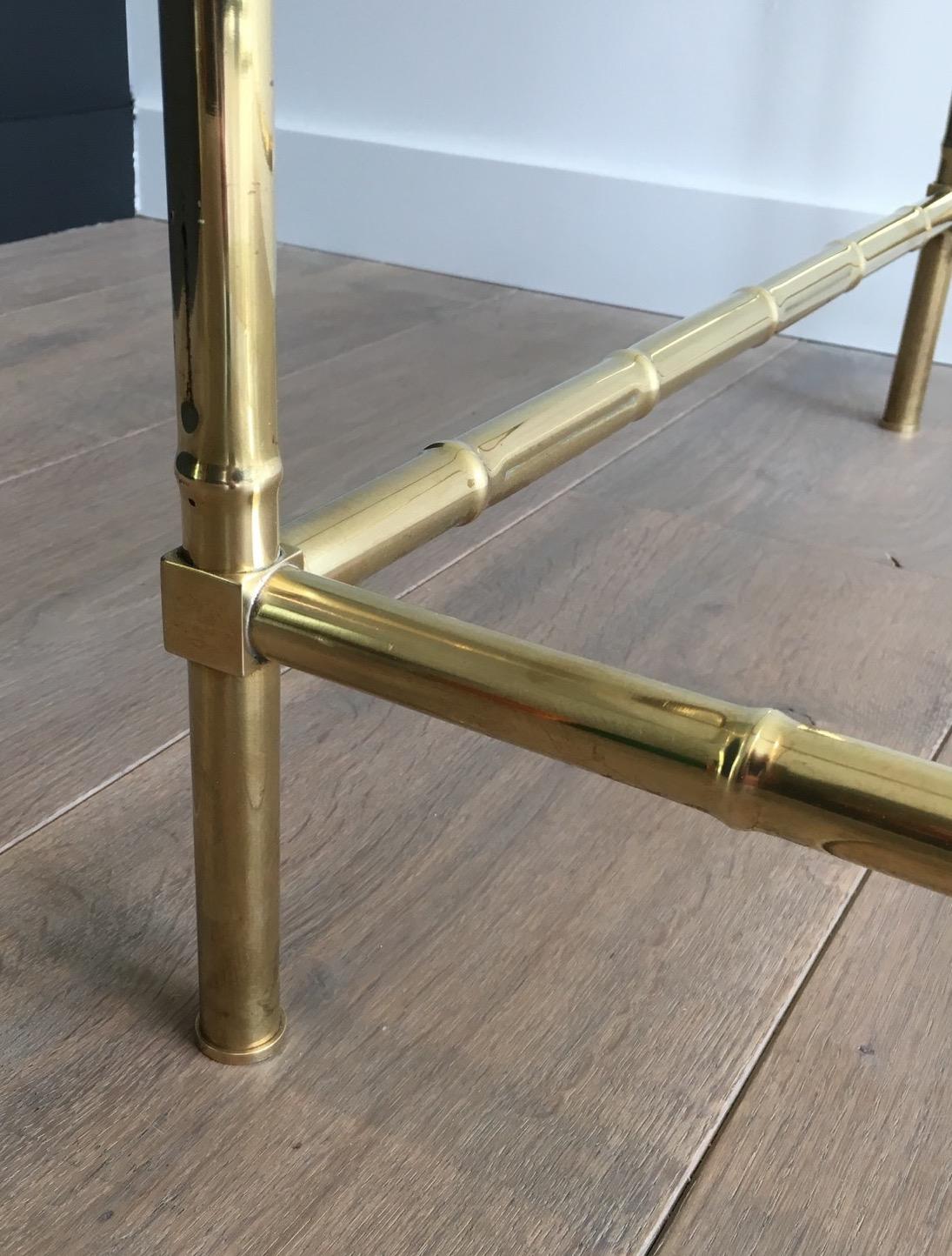 Late 18th Century Large Faux-Bamboo Brass Coffee Table in the Style of Jacques Adnet, Circa 1970