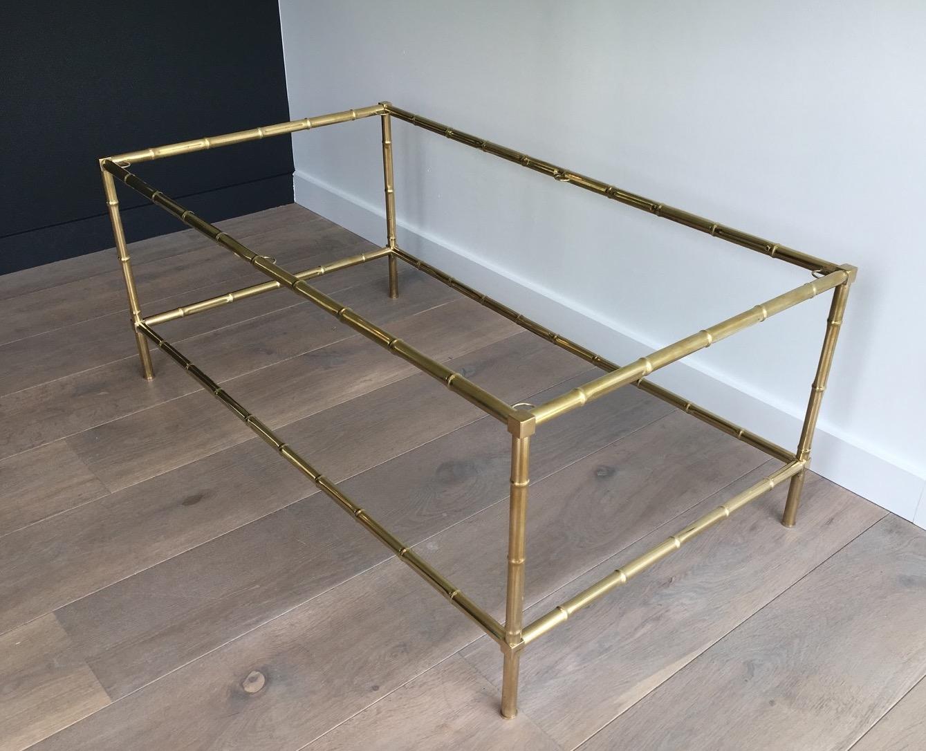 Large Faux-Bamboo Brass Coffee Table in the Style of Jacques Adnet, Circa 1970 3