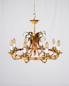 Large faux bamboo chandelier, made in Italy, 1960s