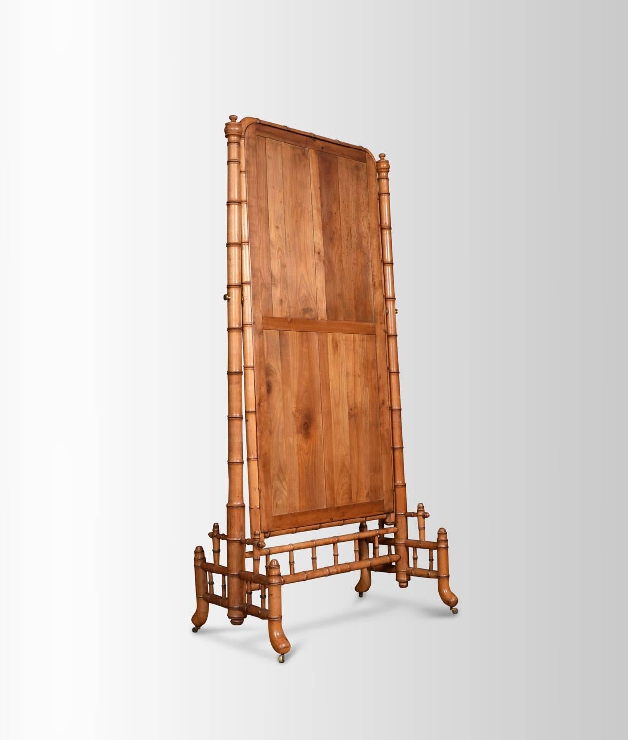 Large Faux Bamboo Cheval Mirror 2