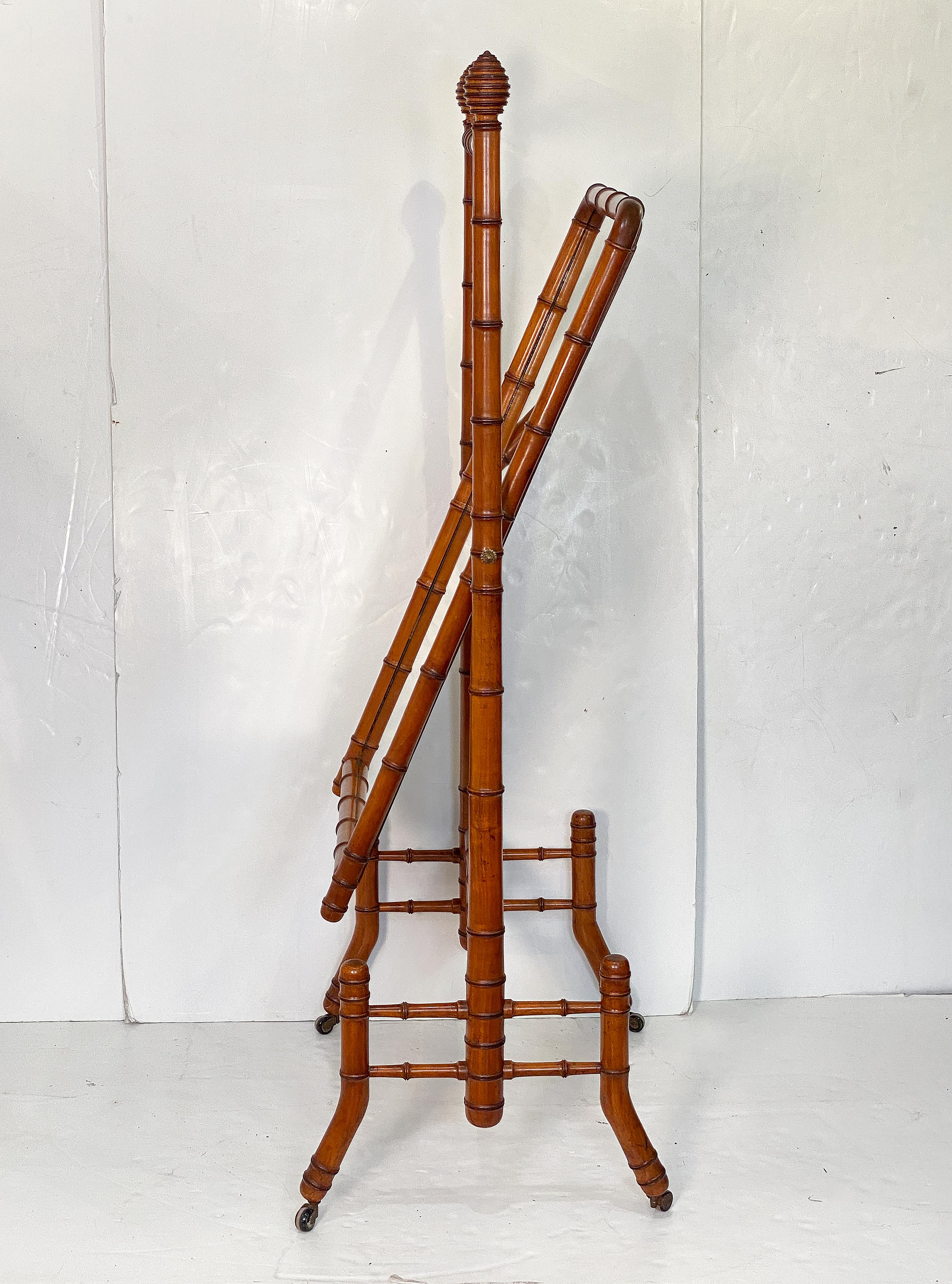 Large Faux Bamboo Cheval or Dressing Mirror from France For Sale 5