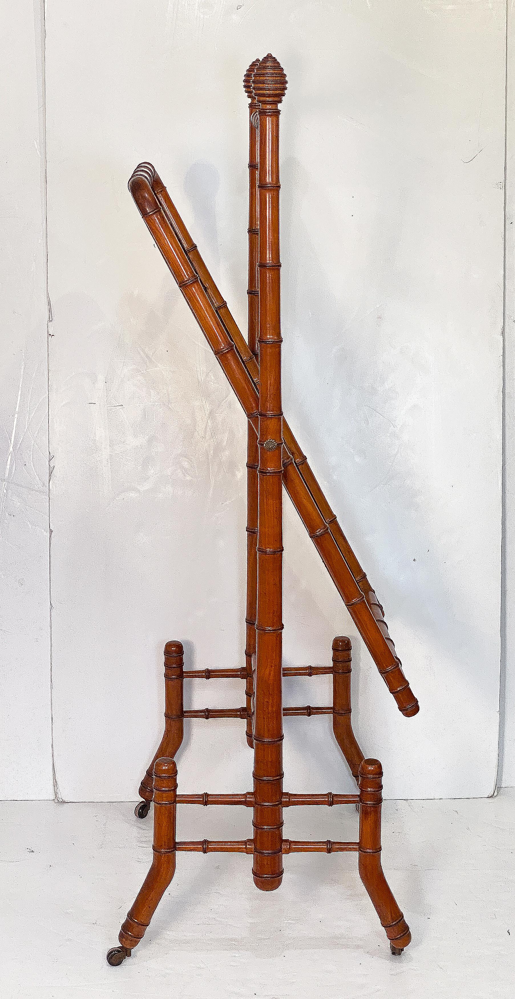 Large Faux Bamboo Cheval or Dressing Mirror from France For Sale 7