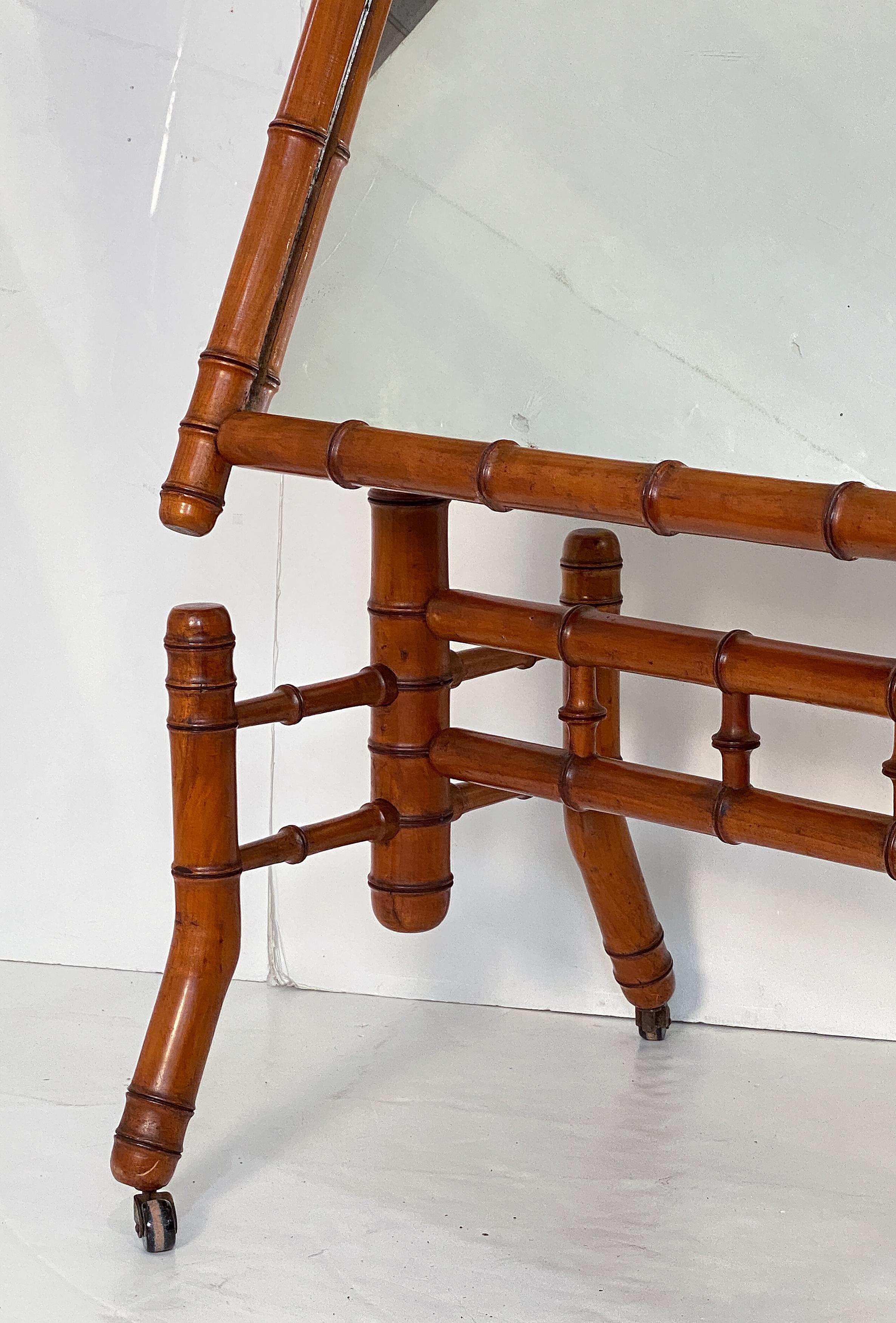 Metal Large Faux Bamboo Cheval or Dressing Mirror from France For Sale