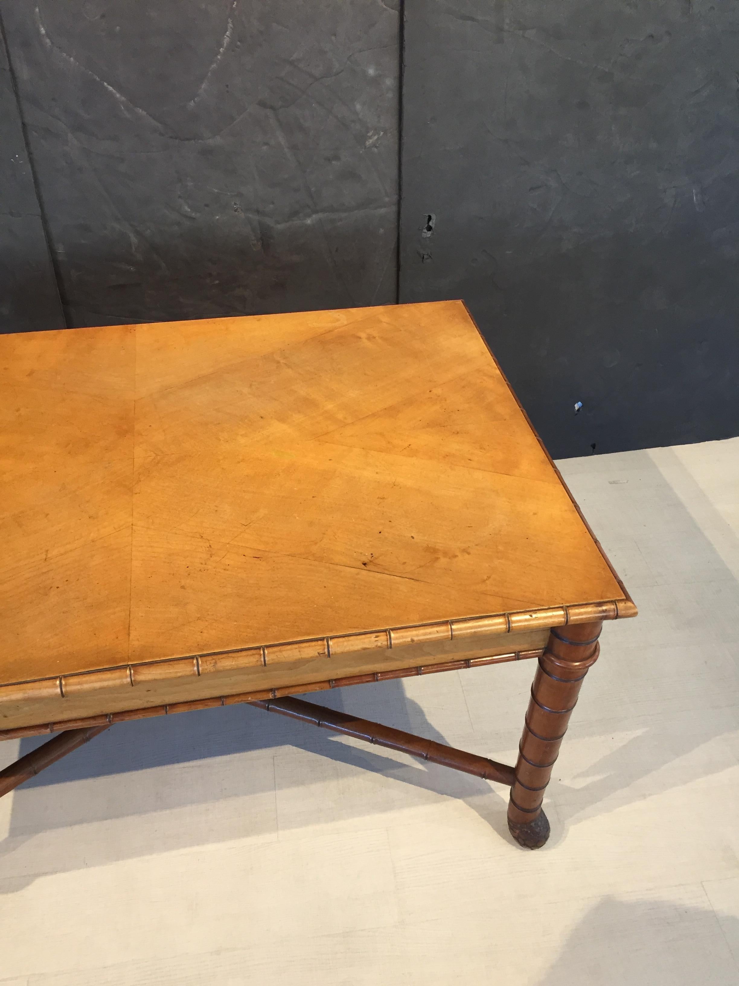 Large Faux Bamboo Library Table from Italy For Sale 5