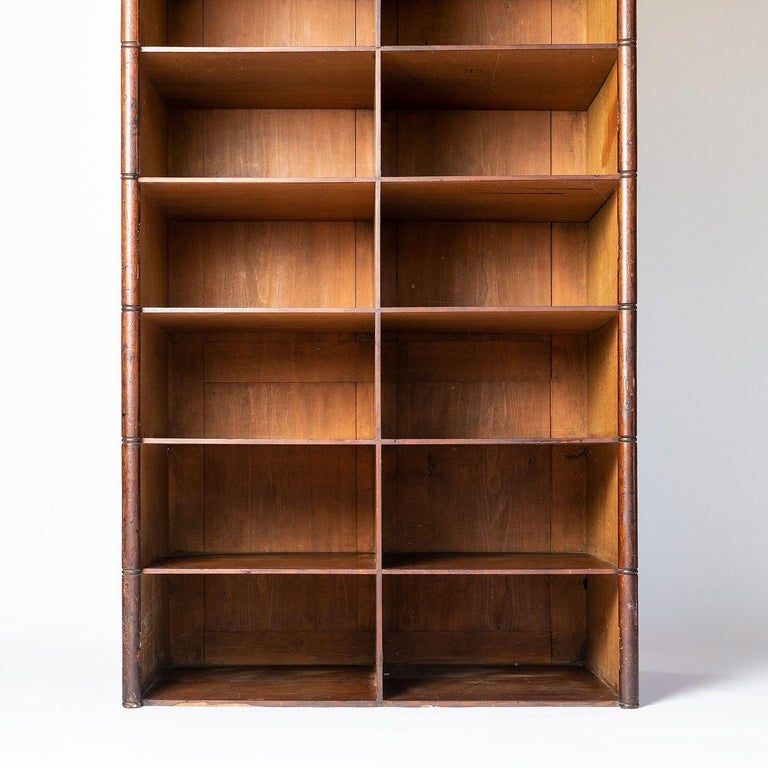 Large Faux Bamboo Mahogany Shelving Unit, Early 20th Century For Sale at 1stDibs