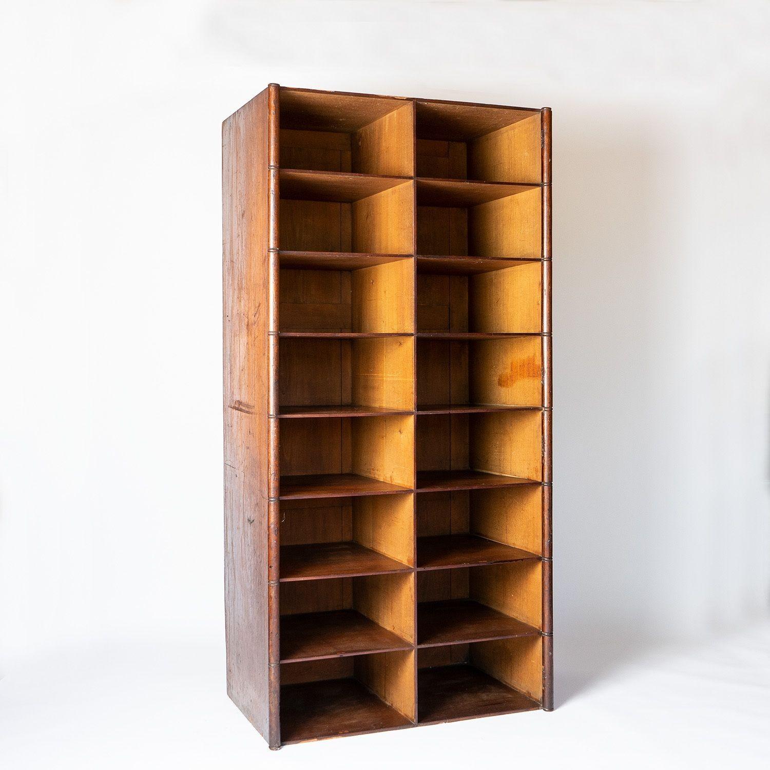 Large Antique Faux Bamboo Mahogany Shelving Unit, Early 20th Century Pigeon Hole In Good Condition In Bristol, GB