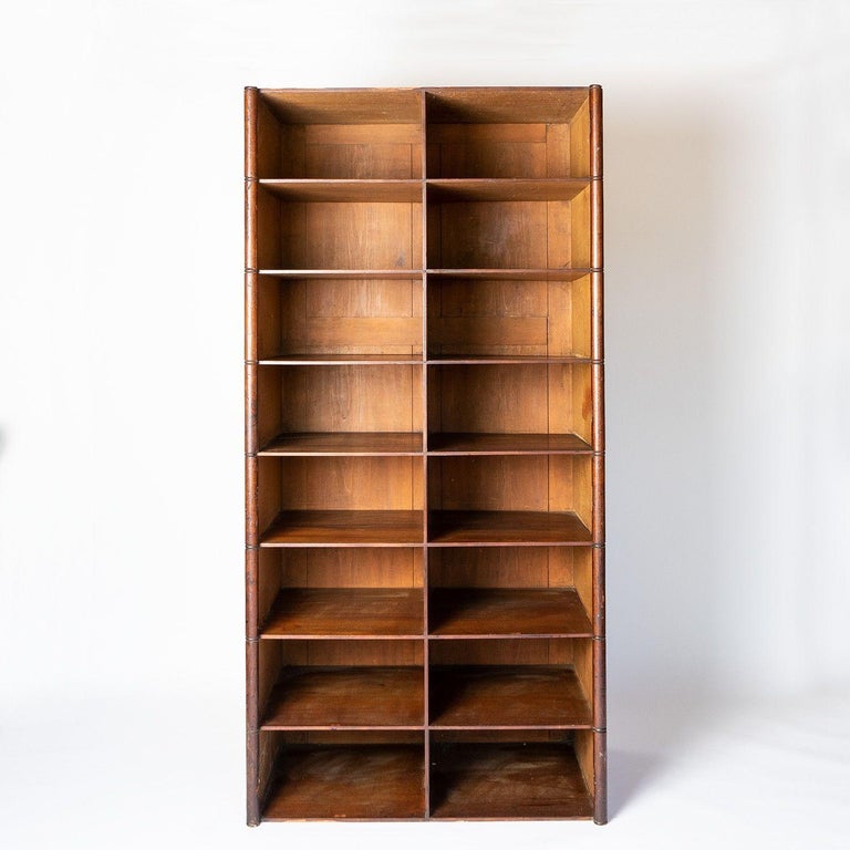 Large Faux Bamboo Mahogany Shelving Unit, Early 20th Century For Sale at 1stDibs