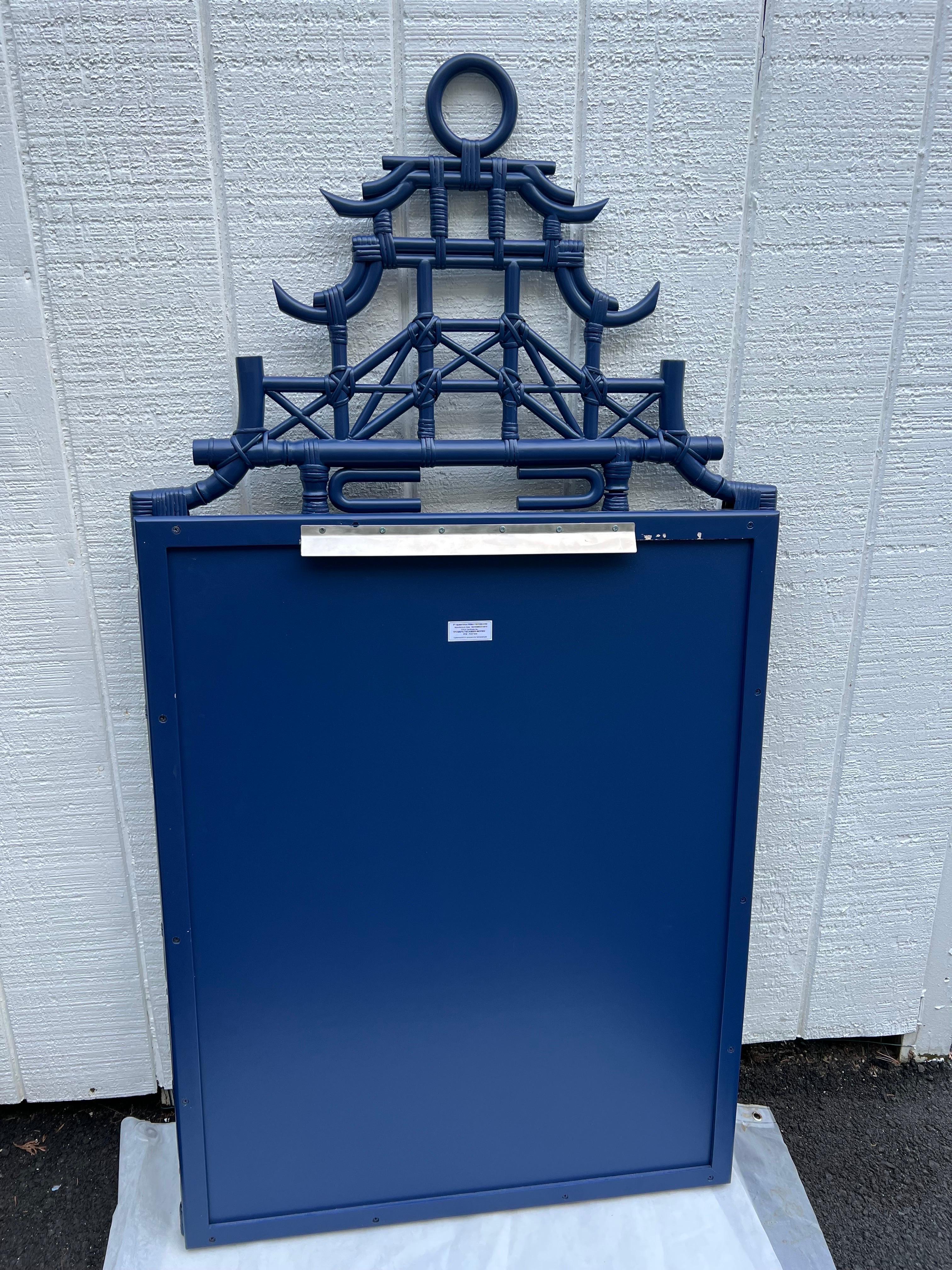 Large Faux Bamboo Pagoda Mirror in Cobalt Blue 9
