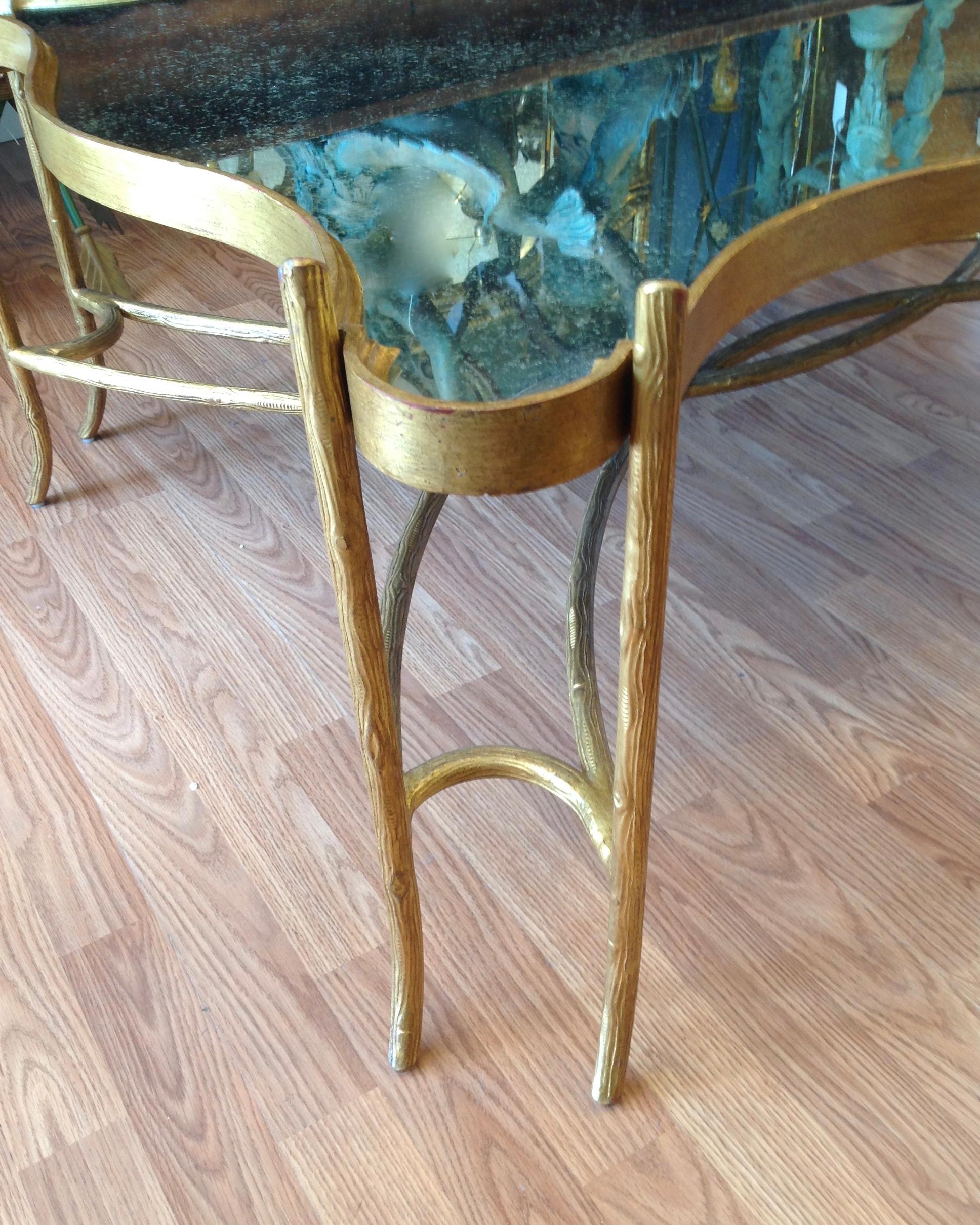 Large Faux Bois Mirrored Cocktail Table 6