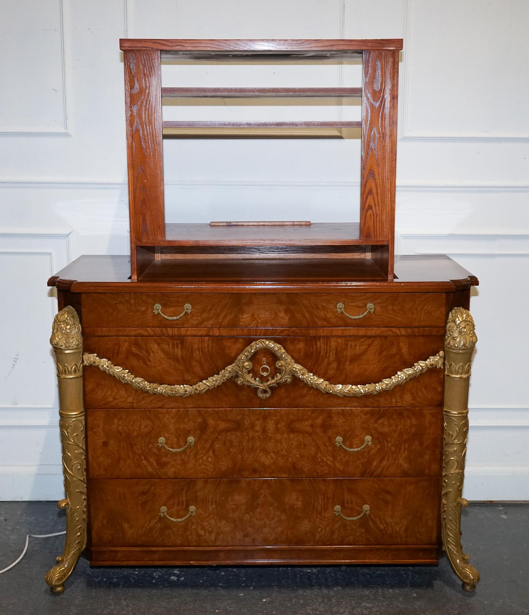 GRANDE CASSETTIERA IN FAVOLE A NASCOSTO CABINET TV STILE EMPIRE FRANCESE in vendita 5