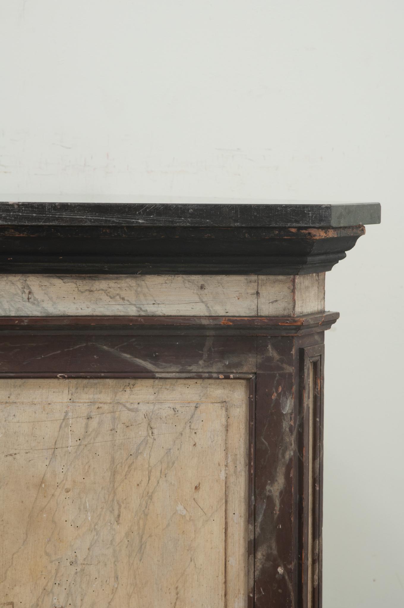 Large Faux Marble Painted Triangular Pedestal For Sale 5
