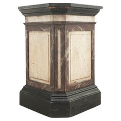 Large Faux Marble Painted Triangular Pedestal