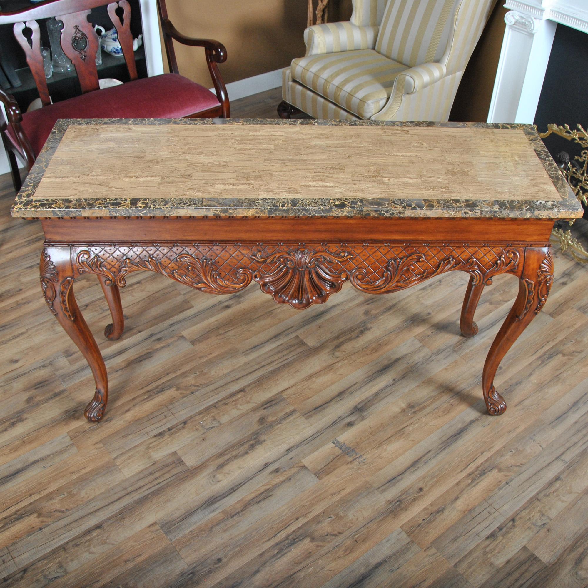 Large Faux Marble Top Console For Sale 4