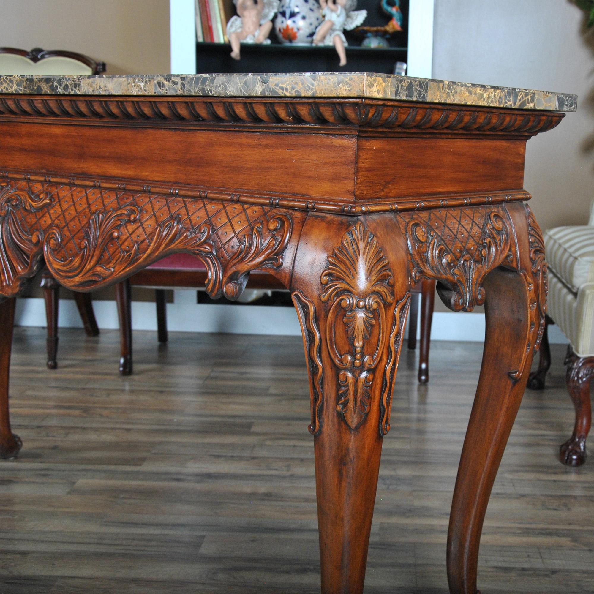 20th Century Large Faux Marble Top Console For Sale