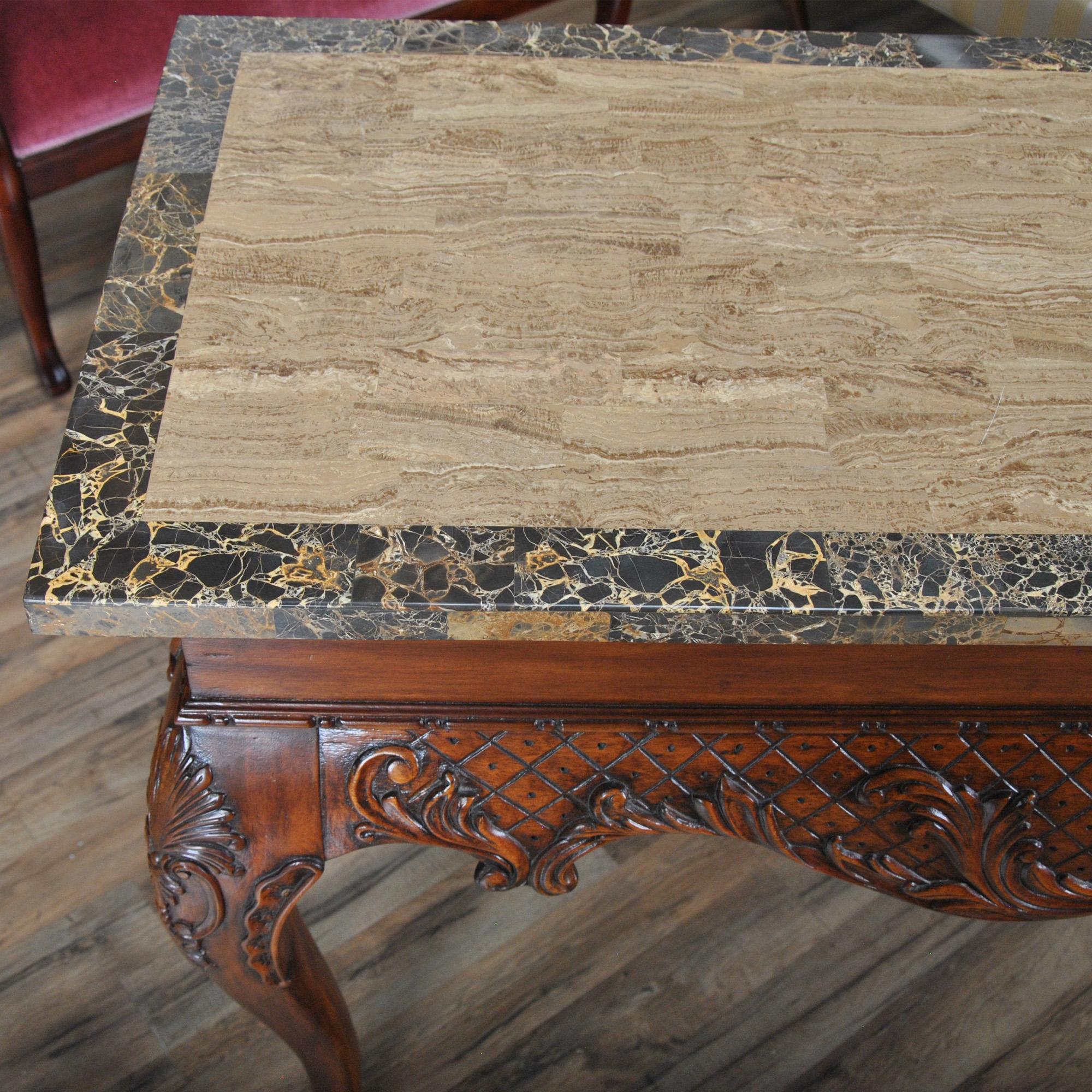 Large Faux Marble Top Console For Sale 2