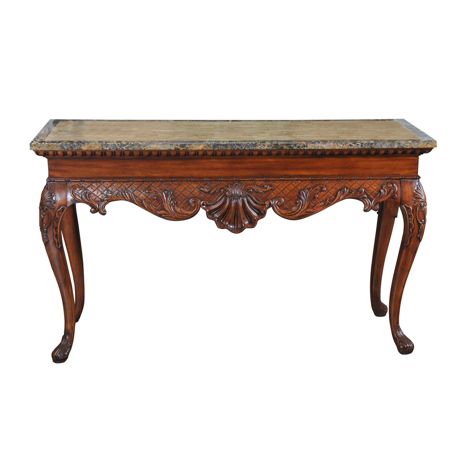 Large Faux Marble Top Console For Sale