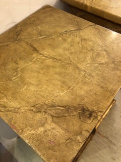 Large Faux Painted Marbleized Pair of Square Pedestals