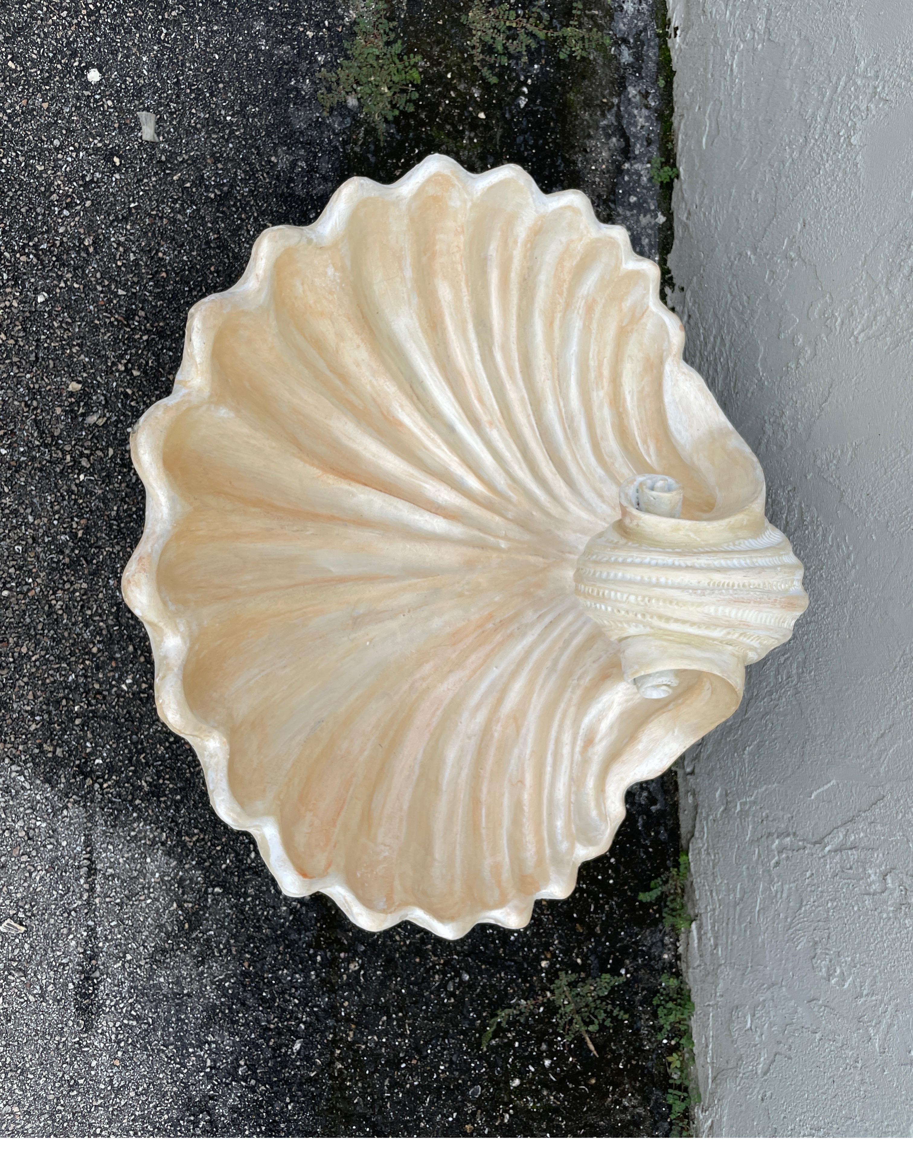 Italian Large Faux Painted Terra Cotta Shell