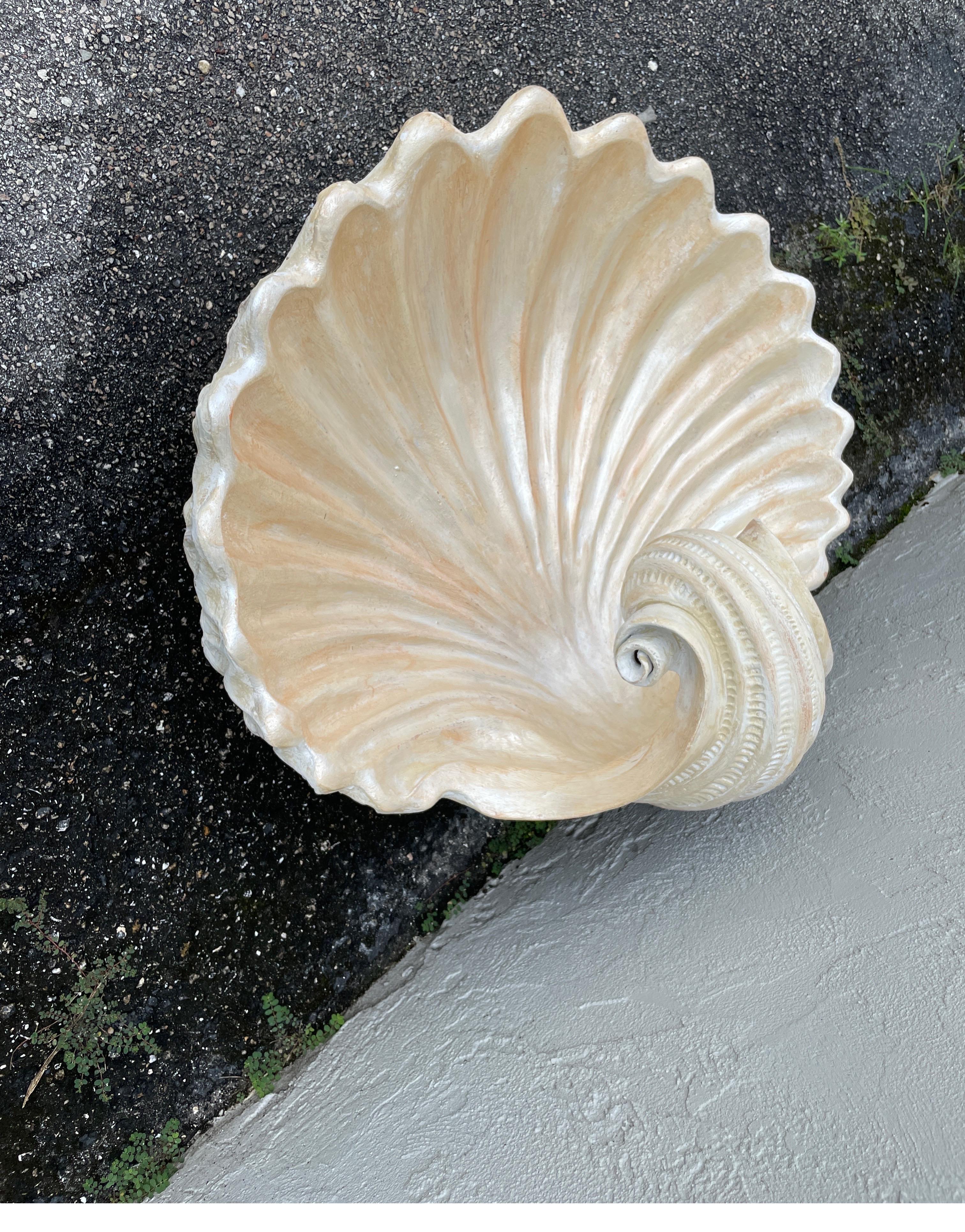 Large Faux Painted Terra Cotta Shell In Good Condition In West Palm Beach, FL