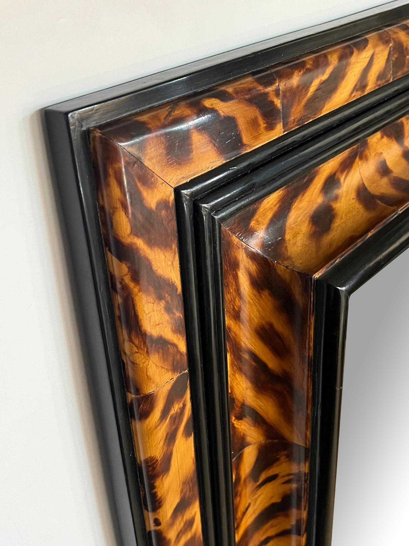 Large Faux Tortoiseshell and Parcel-ebonized Mirror in the Flemish Style For Sale 3