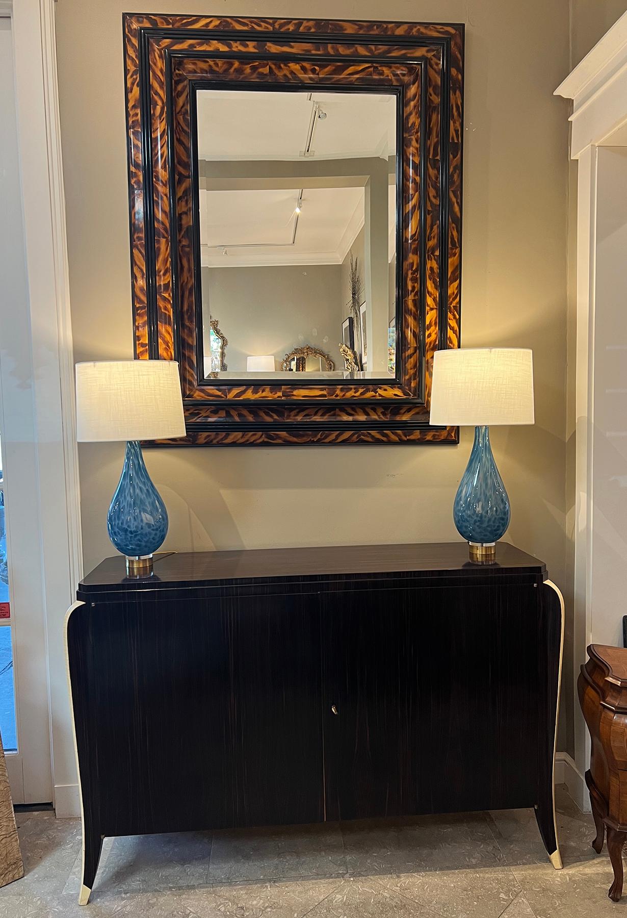 Painted Large Faux Tortoiseshell and Parcel-ebonized Mirror in the Flemish Style For Sale