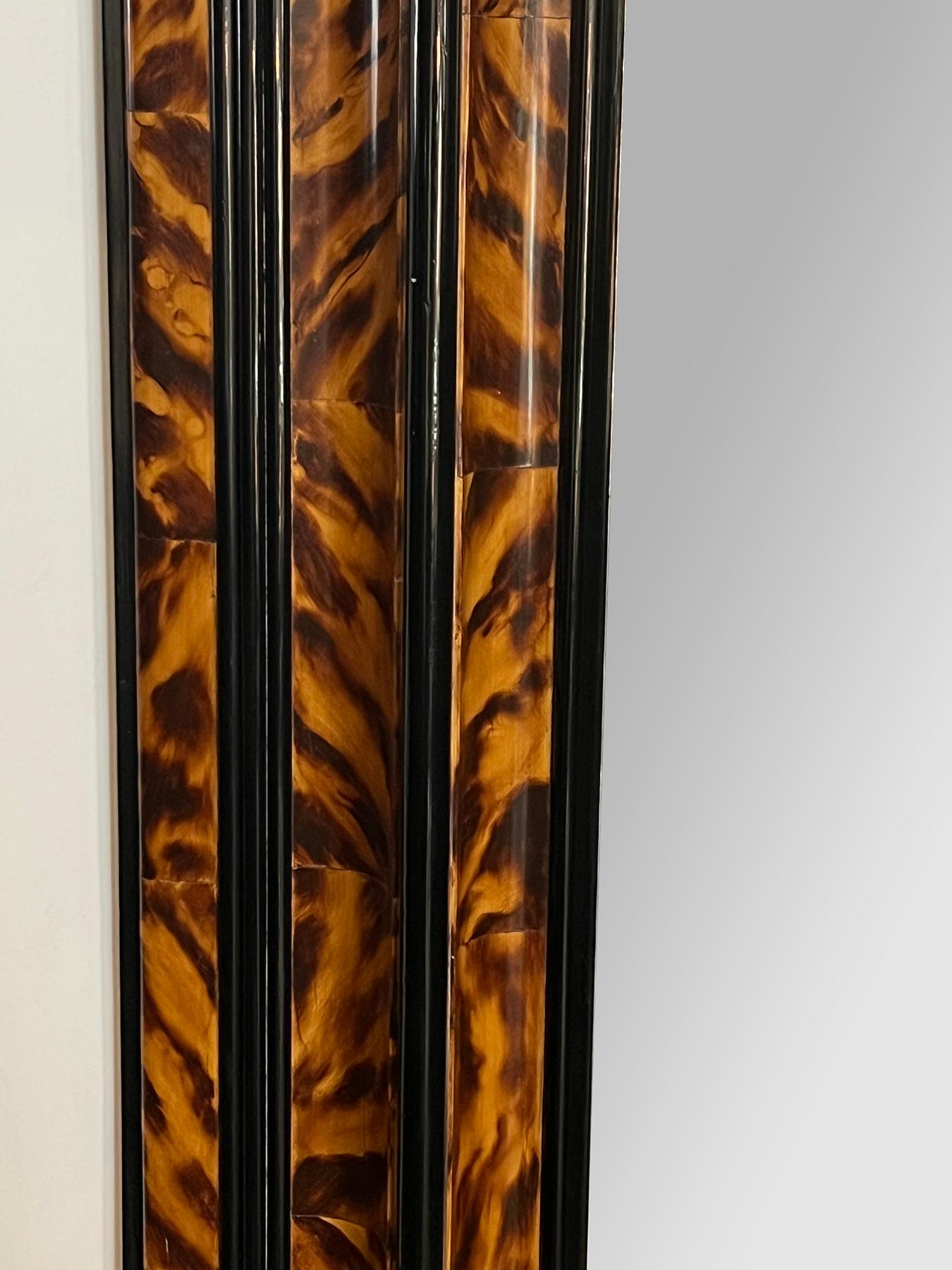 Wood Large Faux Tortoiseshell and Parcel-ebonized Mirror in the Flemish Style For Sale