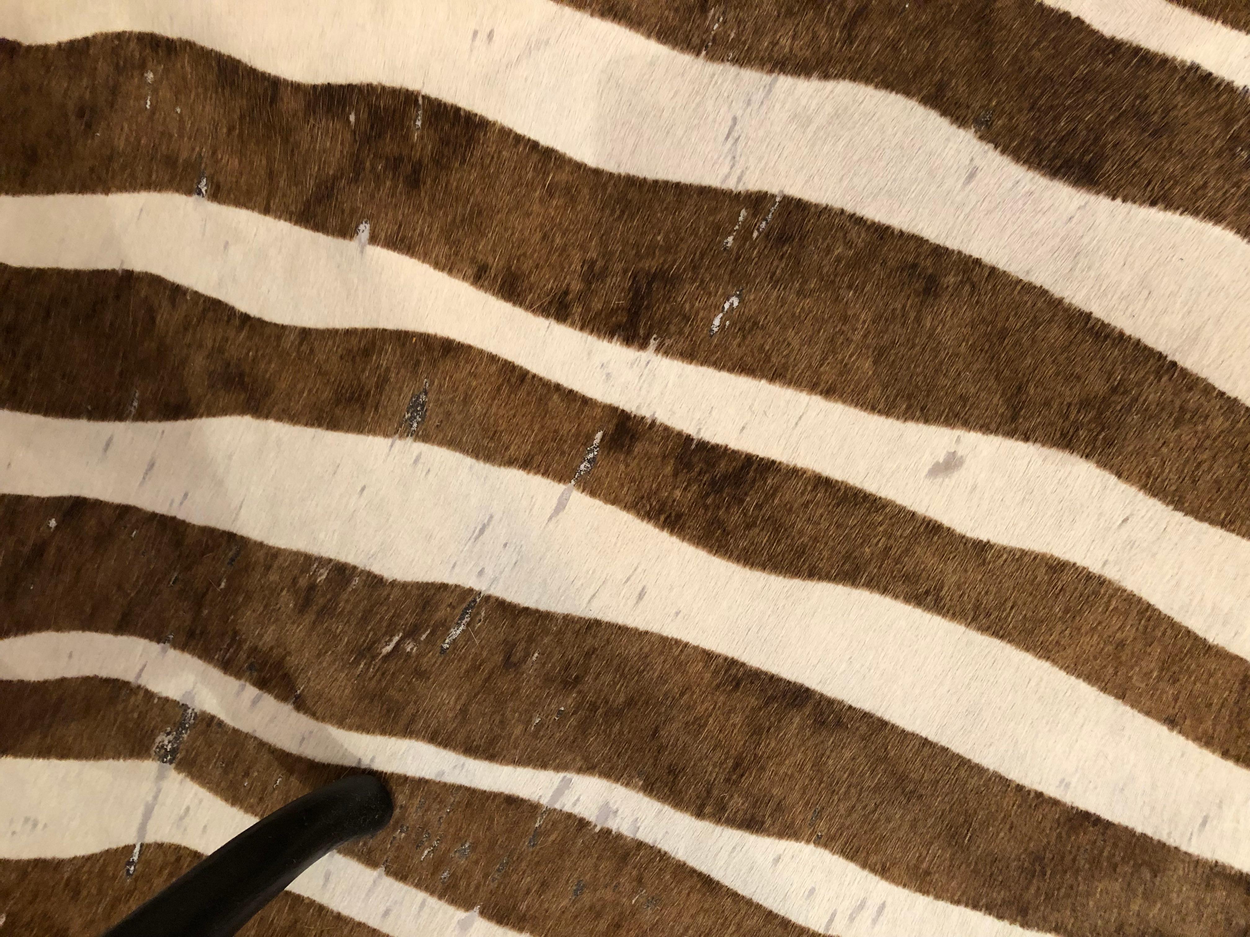 Late 20th Century Large Faux Zebra Cowhide Rug