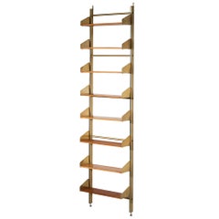 Large Feal Italian Wall Unit in Anodized Aluminum and Wood