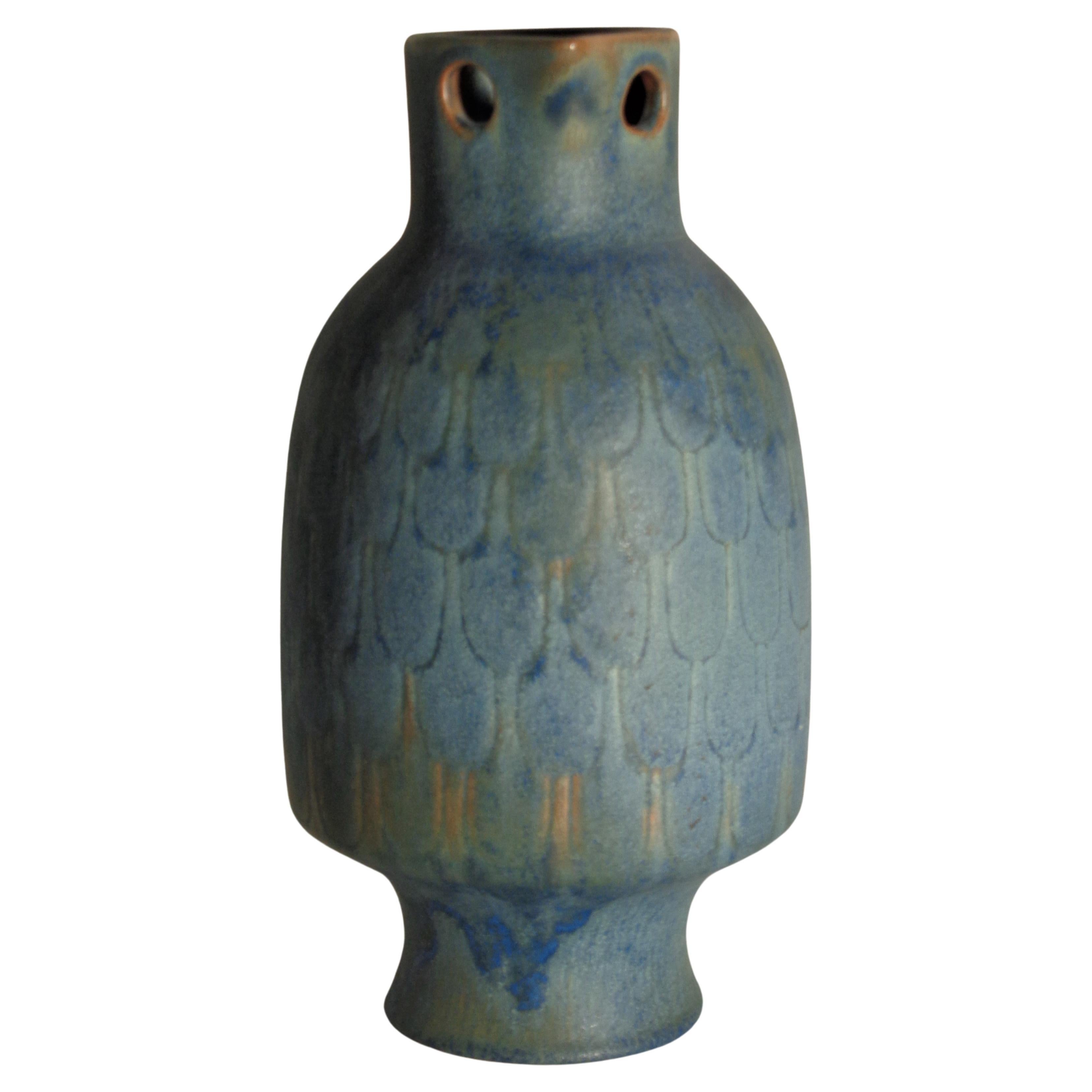 Large Feathered Owl Sculpture Vase by Eva Fritz-Lindner Majolika Karlshrue, 1960 1
