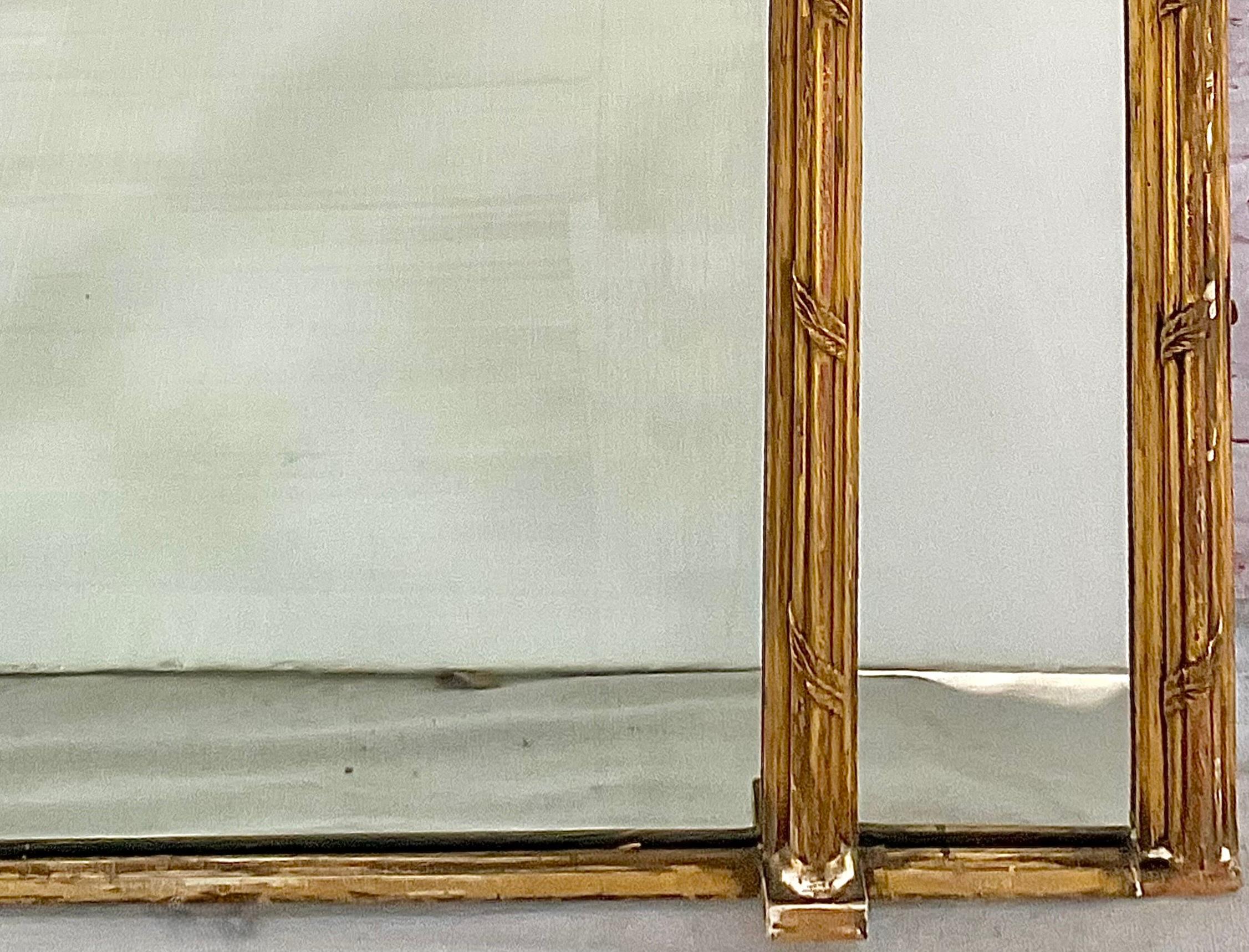 Large Federal Carved Giltwood and Eglomise Overmantel Mirror For Sale 3