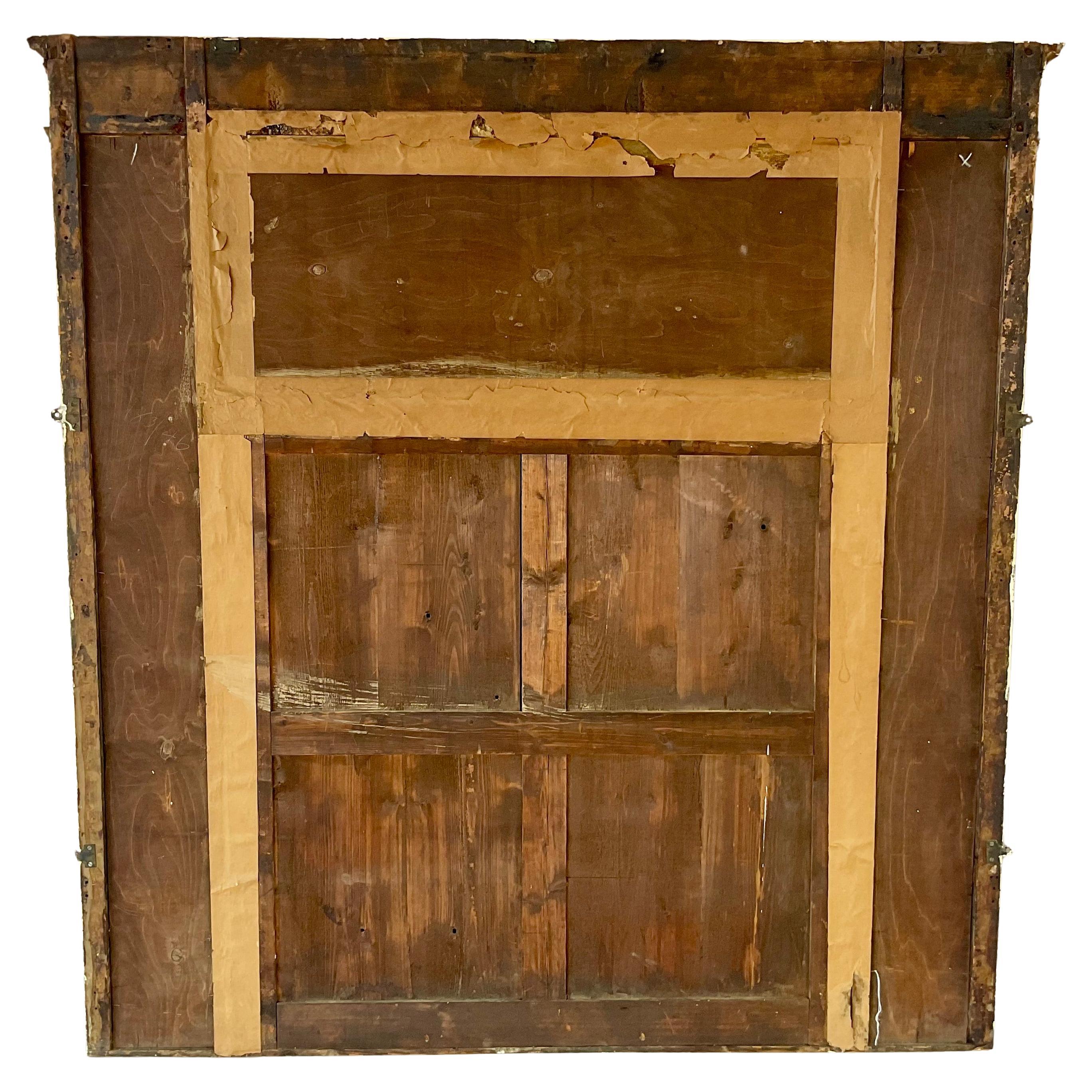 Large Federal Carved Giltwood and Eglomise Overmantel Mirror For Sale 4