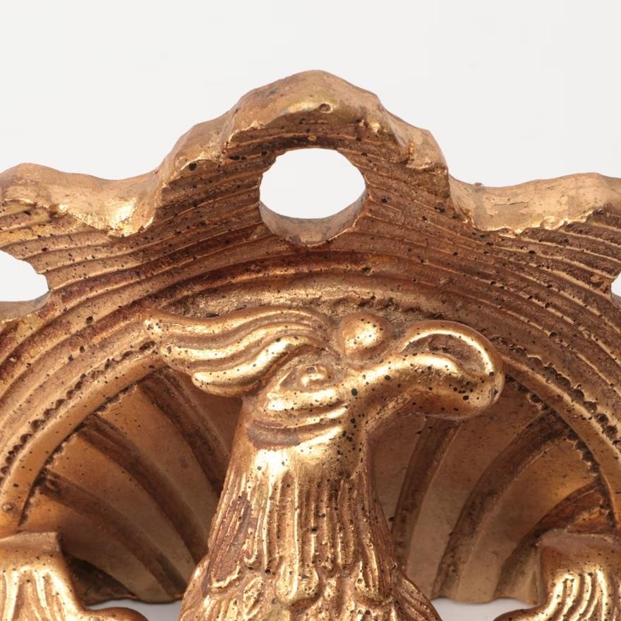 American Large Federal Gilt Eagle and Foliate Wall Sconce Shelves, Pair For Sale